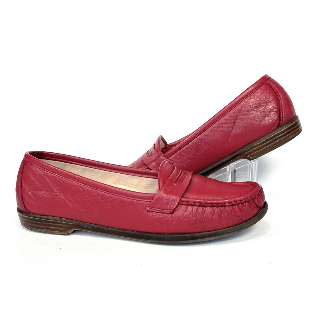 SAS Tripad Comfort Loafers Womens 9.5 Slim Red Leather Slip On Flats Comfort
